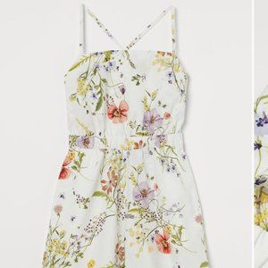 Linen Blend Floral Romper, Medium